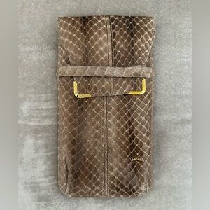 Judith Leiber Snakeskin Sunglass/Eyeglass Case with Gold Detail, 100% Authentic